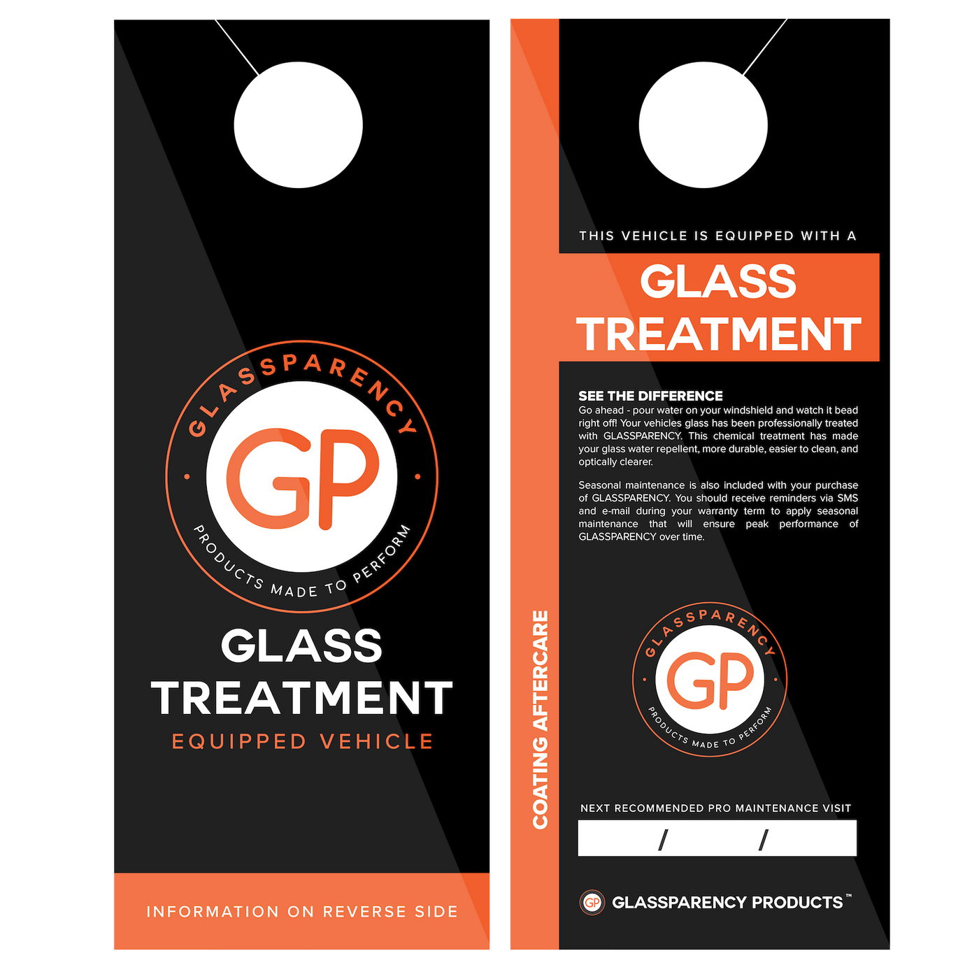 Glass Treatment Hangtag (25 Pack)